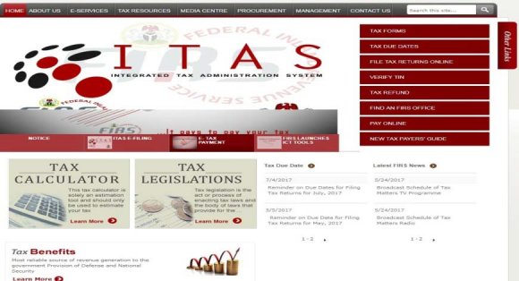 Figure 2: Welcome page for Federal Inland Revenue Service