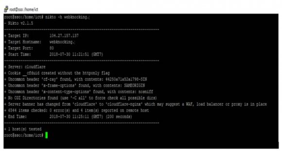 Log Information of Public IP g) Penetration Testing WebknockingIn this study the tests were conducted to test the vulnerability or vulnerability of the web or known as the penetration test (pentest) on webknocking pages. In pentest tools used is to use nmap port scanner to view the open port and use nikto tools to do web knocking vulnerability testing.