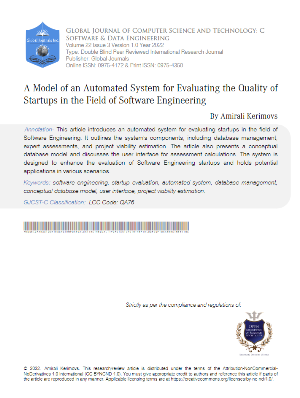 A Model of an Automated System for Assessing the Quality of Startups in the Field of Software Engineering